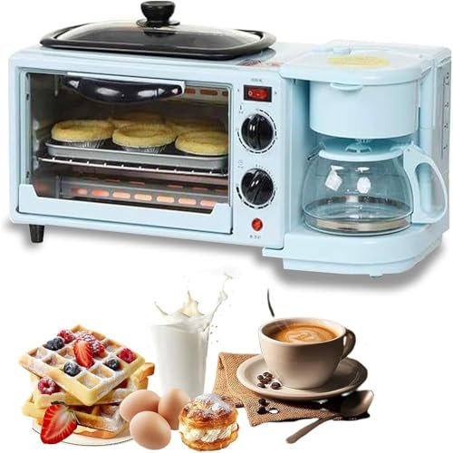 Macchina Per La Colazione Elettrica 3 In 1, Forno Per La Colazione Multifunzione 9L Con Pentola E Macchina Per Il Caffè, Controllo Preciso Della Temperatura, Timer Di 30 Minuti, Cucina Per Appartament