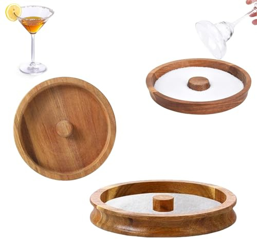 Margarita Salt Rimmer, Wooden Cocktail Rimmer for Margaritas,Bartender Accessories for Cocktail，Portable Bar Accessories for Cocktails, Ideal for Home and Professional Use