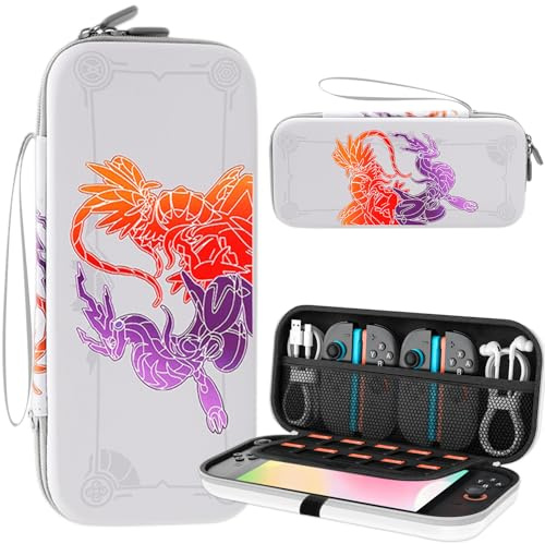 Switch 2 Étui, Housse de Transport pour Switch 2 (2025) Violet et Scarlet | Rangement pour 10 Cartes de Jeu, Blanc