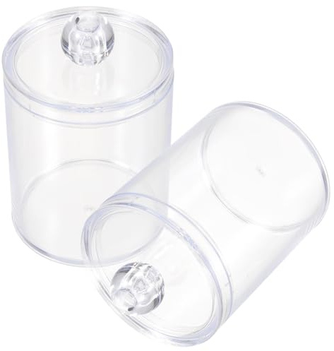 UTHCLO 2 piezas Caja Organizadora Transparente Algodones y Bastoncillos con Tapa Fácil de Abrir Almacenamiento Compacto para Maquillaje y Baño de Elegante y Funcional