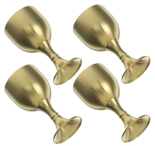 FIXOSHEE Calici Decorativi in Ottone Vintage 4 Pezzi, Tazze Buddiste in Metallo da 5,5 Cm di Altezza, Coppe Cerimoniali per Prima Comunione e Feste, Accessori per Arredamento Casa Elegante