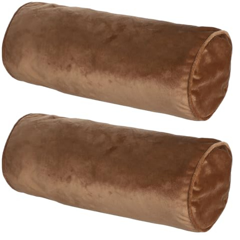 MUCKLILY 2Pcs Velvet Cylinder Bolster Pillow Covers 15X15X40Cm, Soft Spa Neck Pillow Protector Covers with Hidden Zipper for Sofa, Yoga, Living Room, Washable Neck Roll Cushion Cases