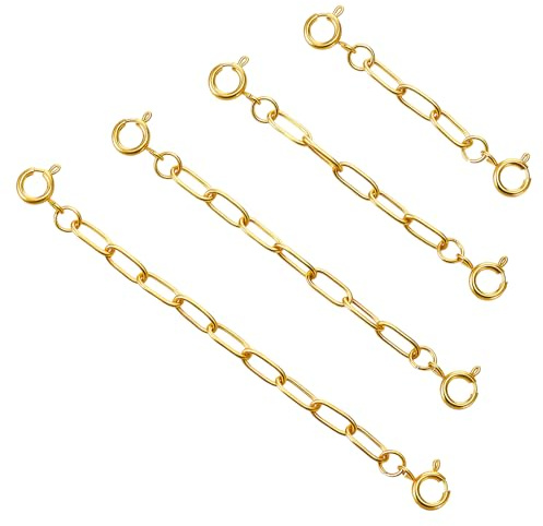 4 PCS Jewelry Extenders for Necklaces, Necklace Extender Gold, Bracelet Extender Gold Necklace Extenders for Women Chain-Extenders for Necklaces Chains for Jewelry Making Delicate Jewelries