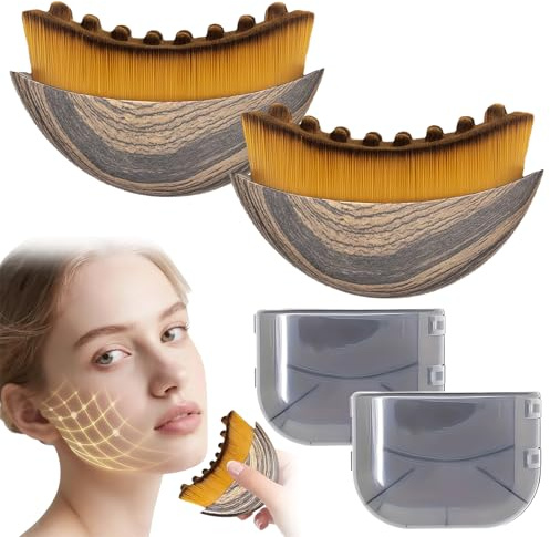 Spazzola per Contorno Linfatico Viso, Massaggio e Scolpire Mento e Mascella, Brossaggio a Secco con Design Ergonomico per la Cura della Pelle, Custodia Inclusa (1 Pezzi)