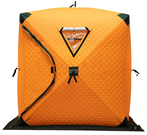 Tragbares Eis-Angelzelt, Isoliertes Outdoor Saunazelt, Robustes Zeltsauna mit Wasserdichtem Oxford-Gewebe Allwetter-Angelzelt mit Tragetasche für 1-2 Personen Winterangeln, Camping und Garten