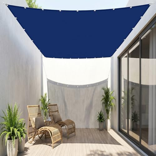Vela Ombreggiante Impermeabile 3 x 4 m Impermeabile Rettangolare Tenda a Vela Parasole de Sombra Privacy per Esterno Giardino Terrazza, Blu Scuro