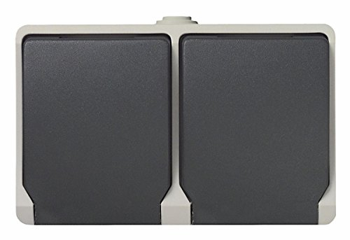 Unitec Montage en saillie Prise avec Protection de Contact en 2 Points de modèle avec bornes à vis, 1 pièce, Gris foncé, 46246l