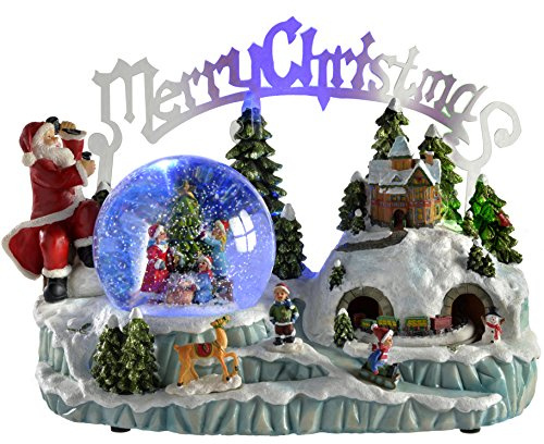 WeRChristmas 30 cm Pre-Lit Scene Musical Animated Snow Globe with Moving Train Christmas Decoration