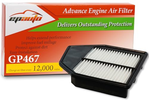 EPAuto GP467 (CA10467) L4 Engine Air Filter Compatible with Honda Accord 2.4L (2008-2012), Crosstour 2.4L (2012-2015)