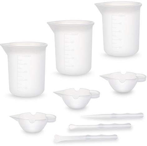 ZOCIPRO 9Stück 100 ml Silikon Messbecher Kit, Einschließen Silikon Mischfarbenrührer zum Mischen von Epoxidharzen, 10ml Cup Messbecher Resin Zubehör, Geeignet für Epoxidharz, Resin Art