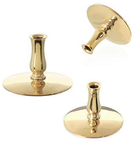 NKlaus 3X Kerzenhalter Messing Gold Kerzenständer Dünne Altarkerzen Ritualkerzen Bienenwachskerzen bis Ø6,7mm Leuchter Hochzeit 6731
