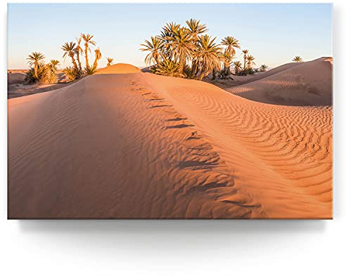 BilderKing Wandbild Wüste Oase - 120cm x 80cm Leinwand auf Fertigrahmen + Aufhänger