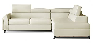 All4All Ecksofa Carla - Schalffunktion - Bettkasten - Kleines Ecksofa - Komfort - L-Form - Couch - Eckcouch - Schlafsofa - platzsparend - 265x200x92cm - 23 - Kunstleder Soft33, Rechts