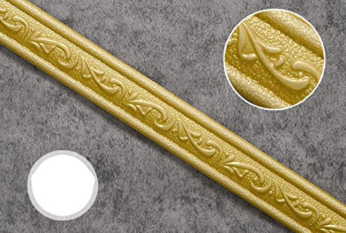 Guest Ruyunlai Tapetenbordüre selbstklebend PVC Sockelleiste Dekorative Bordüre Selbstklebende Home Schlafzimmer Badezimmer Golden 4cm X 230cm*2 Pcs