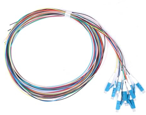 Pigtail de Fibra Óptica LC/UPC, 12 Hilos, 1,5 Metros, Modo Único, Baja Pérdida de Inserción, Cable Flexible con Férula Cerámica para Redes LAN y CATV