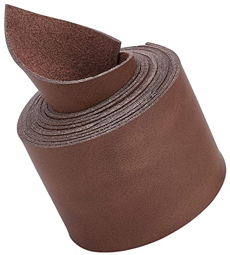 GORGECRAFT Vollnarbenlederriemen 2M Lang Einseitiger PU-Lederstreifen Für Heimwerkerhandwerk Projekte Kleidung Schmuckverpackung Herstellung Taschenriemen(Dunkelbraun, 5cm Breit)