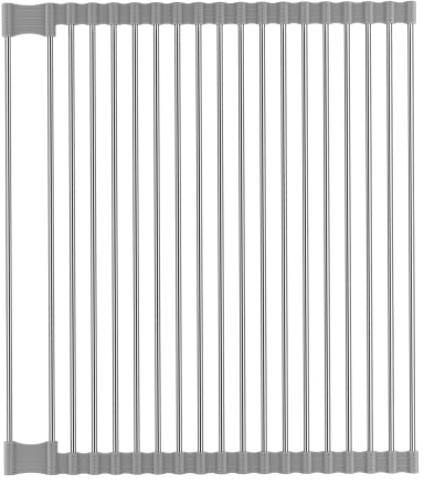 Rainsworth Escurreplatos, Escurridor Fregadero, Escurridor de Platos Plegable, Resistente al Calor，Escurreplatos Acero Inoxidable para Secar Frutas, Verduras y Platos，44x38 cm，Gris (Nuevo)