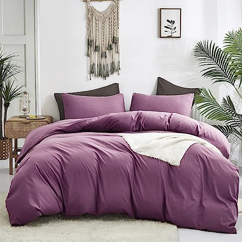 Luxlovery Parure de lit 3 pièces violette pour très grand lit californien, mauve pâle, violet poudré, moderne, élégante, solide, douce et respirante, lilas