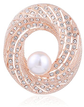 MAYIYAHO Schwarzer Strass Ovale Form Art Deco Broschen mit Einer simulierten Perle