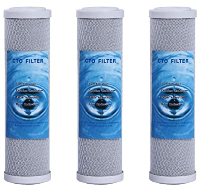 Huining CTO-5 microns,y compris trois boîtes de filtre à eau de bloc de carbone pour les systèmes d'osmose inverse,ainsi que tous les systèmes d'osmose inverse de 2,7 pouces x 9,9 pouces. (CTO-3pcs)