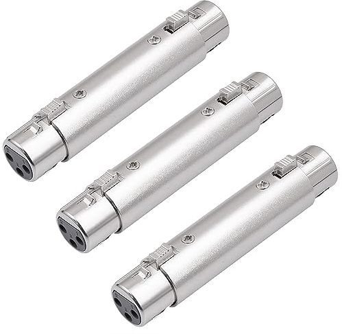 Greluma 3 Pièces Adaptateur de Changement de Genre XLR vers XLR,coupleur de connecteur XLR Femelle vers Femelle 3 Broches Compatible avec Microphone,mélangeur
