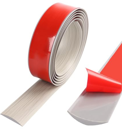 TECDW Übergangsprofil Selbstklebend, 400 cm x 5 cm Übergangsleiste Laminat Abschlussleiste, Vinylboden Bodenbelag Türleisten, Übergangsleisten Fußboden Wasserdicht, Türschwellen Leiste (Grau Eiche)