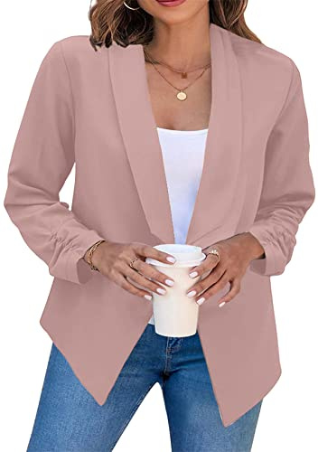 Yming Blazer Mit Kerbkragen Elegante Schmal Geschnittene Strickjacke Mit Offener Vorderseite Und