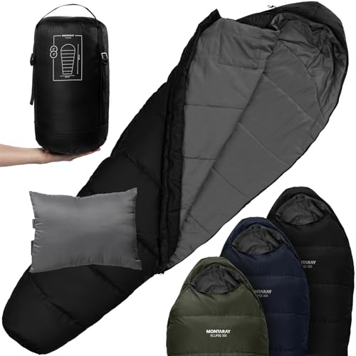 Sacco a pelo 3 – 4 stagioni [8 °C fino a -5 °C], sacco a pelo a mummia per attività all'aperto, campeggio [300 GSM] Sleeping Bag morbido e caldo, sacco a pelo dall'estate all'inverno, sacco a