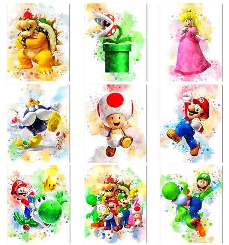 9 Stück Niedlich Cartoon Posters,Karikatur Game Poster,ästhetische Wand Schmücken,Animal Spiel Malerei Posters für Wohnheim Wohnzimmer Schlafzimmer Deko Wandkunstdrucke Poster,20 x 25 cm Rahmenlos