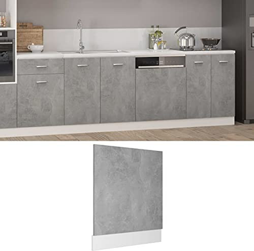 Plaque de protection en bois pour lave-vaisselle Gris béton 59,5 x 3 x 67 cm Protégez le lave-vaisselle avec ce panneau de porte élégant