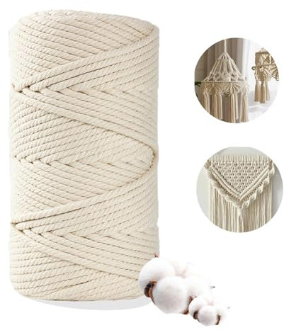Boic Hilo Macrame 3mm X 300m, Cuerda Macrame, Cuerda De Algodón Gruesa Macrame Hilo De Macramé Cordón De Algodón De Macramépara Manualidades, Plantas Colgantes Y Decoración Bohemia
