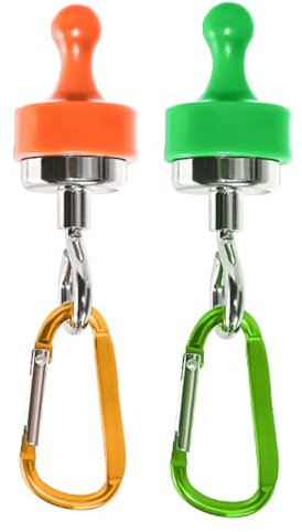 Tiardey 2PCS Magnetic Hooks for Outdoor Use – Magnetic Hooks with D-Type Hanging, Ideal for Camping Tents/Garages/Fridges and Canopies,Fluorescent Green/Orange Options