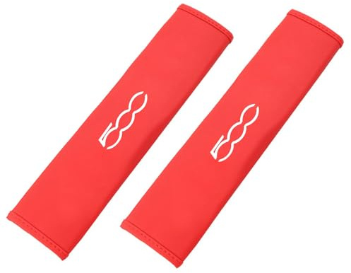 Generico 2 Pezzi Auto Imbottiture Cinture di Sicurezza per Fiat 500, Rimovibile Fibra di Carbonio Copri Cintura Auto Copertura Protezione della Spalla,Red-27 * 16.7cm