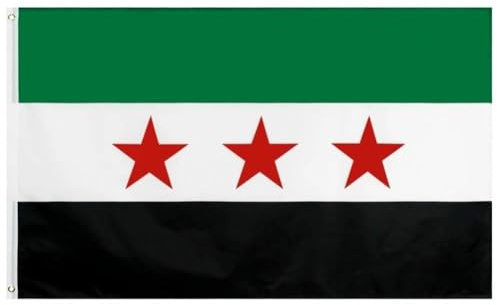 Wudaizhi Syrien-Flagge, 90 X 150 cm, Polyester, Syrische Arabische Republik, DREI-Sterne-Flagge, Lebendige Farben, Syrisches Outdoor-Banner Für Festival-Party-Dekoration