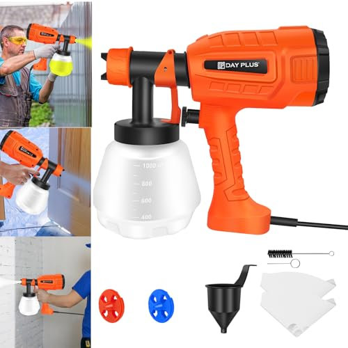 400W Farbsprühsystem, Elektro Lackierpistole mit 1000ml-Behälter, 1.8mm Düsen und 3 Sprühmuster, HVLP 800ml/min, verstellbarem Farbfluss, im Innen- & Außenbereich