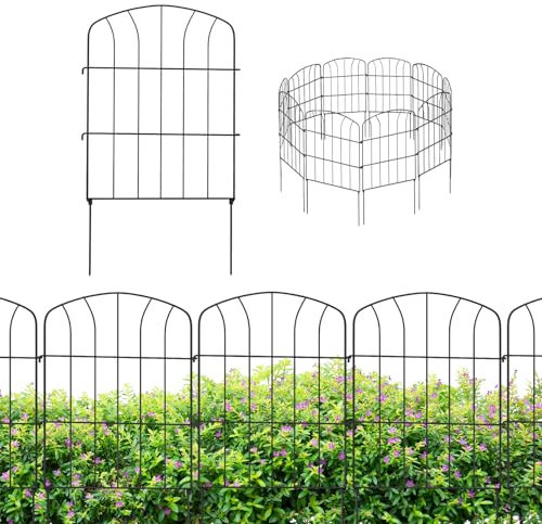 LN COZY CORNER 10pcs Decorative Garden Fence Rustproof Metal Fence Panels Landscape Fencing for Outdoor Flower Beds Patios Backyard (Black, 62CM(H) x 3.3M(L))