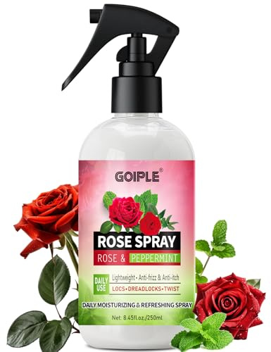 Rose Water for Hair Moisturizing Refreshing Spray for Locs - Rose Water and Peppermint Hair Scalp Moisturizer Hydrating Dreadlock Spray to Nourish Prevents Dry Natural Loc Care and Maintenance 250ML