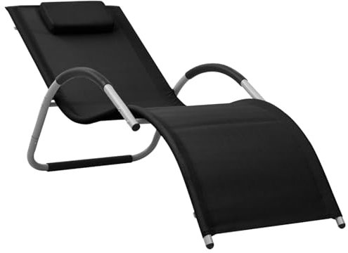 Xichuzi Sonnenliege Textilene Schwarz und Grau, Gartenliege, Liegestuhl, Sonnenstuhl, Sonneninsel Outdoor, Liegen, Gartenmöbel, Bäderliege, Relaxliege - 310513