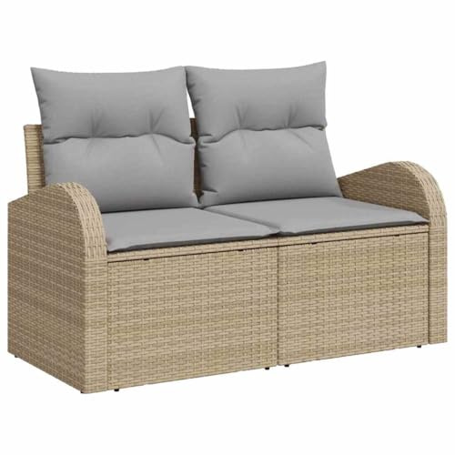 vidaXL Trädgårdsoffa Beige 124 x 62 x 69 cm konstrotting, Trädgård och Terrass, Hållbar Modulsoffa, Lätt UV-Skyddad, Utomhusmöbler, Modern Loungeset