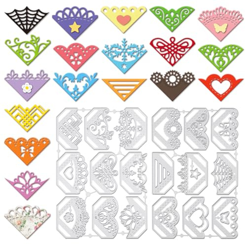 GLOBLELAND Plantillas de corte para esquinas de libros para manualidades, álbumes de recortes, flores, esquinas de mariposa, plantillas de metal para Halloween, creación de tarjetas, decoración