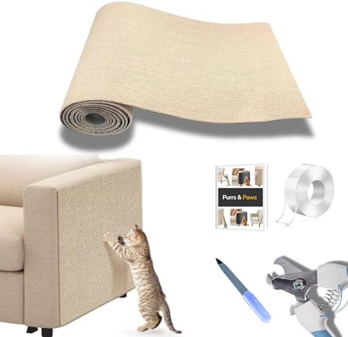 Rascador para Gatos Sofá Adhesivo 200 x 40cm – Protege tu Sofá de Arañazos, Super Fácil de Instalar, Ultra Resistente y Duradero, Ideal para Gatos, Solución Rápida para Muebles en Casa (Gris Oscuro)
