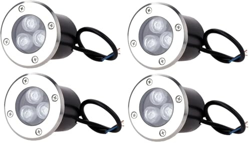 AntDau71® - 4 Pezzi Faretto a led segnapasso calpestabile da esterno viali sentieri giardino pavimento IP65 da incasso a terra luce calda 3000k - 220V (3 watt (9,5 x 8 cm))