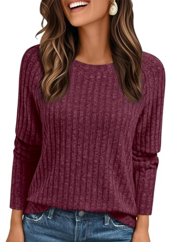AirMood T-shirt habillé décontracté à manches longues pour femme - Col rond - Coupe ample