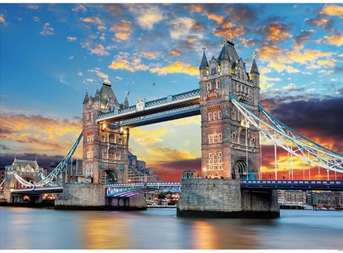 WESEN 1000 Piece Jigsaw Puzzle for Adult - London Tower Bridge Puzzle for Stress Relief & Fun, Challenging Adult Puzzles, Premium Artwork for Relaxation & Decor, Festive Family Jigsaws
