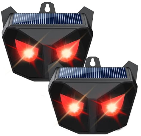 Solar Animal Repeller Outdoor,Night Time Solar Powered Animal Repeller,Waterproof,Animal Control,with Two Red Flashing Lights,for Cats Dogs Foxes Birds Skunks for Farm Garden Yard