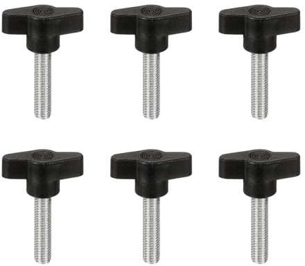 PATIKIL Vis À Ailettes M8 x 35mm, 6Pcs Boulons À Poignée Mécanique En Acier Au Carbone Pour Remplacer Les Boutons De Serrage Manuel D'Alimentation, Noir