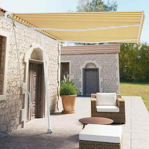 Standmarkise Automatisch 350x250 cm Gelb/Weiß - Pulverbeschichtetes Aluminium & 100% Polyestergewebe mit PU-Beschichtung - Perfekter Sonnenschutz für Terrasse und Garten
