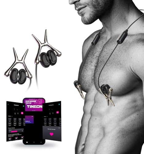 Pince à Tétons TINGON Pour Hommes et Femmes, Jouet Sexuel Discret en Forme D'écouteurs Avec Télécommande Via Application 12 Modes Kits de Vibromasseurs BDSM Pour la Stimulation des Tétons Des Lobes