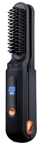 Aligneur de cheveux - Fer à friser rechargeable 2 en 1 avec écran LED | Fer à lisser sans fil avec 3 réglages de température pour cheveux courts longs ondulés plage voyage