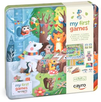 Cayro - My First 6 Spel - Klassiska Spel för Barn - Oca, Pappa, Tangram, Mikado, Domino och Memory - Allt i samma spel - Njut av familjen